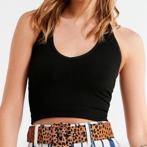 URBAN OUTFITTERS RIBBED BLACK HALTER TOP